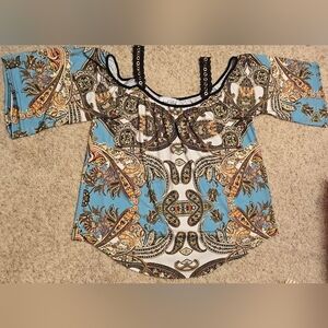 Joseph Ribkoff Georgette Peasant Blouse- Cold Shoulder - MSRP $187 - Size XL